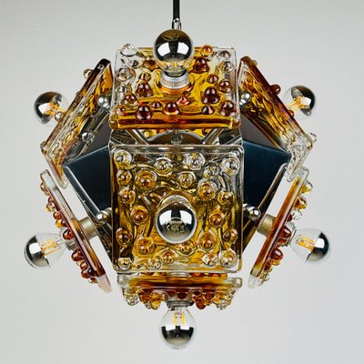 Mid-Century Amber Murano Chandelier from AV Mazzega, Italy, 1970s-WQC-1780786