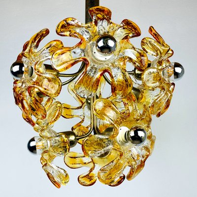 Mid-Century Amber Murano Chandelier from Mazzega, Italy, 1970s-WQC-1422603