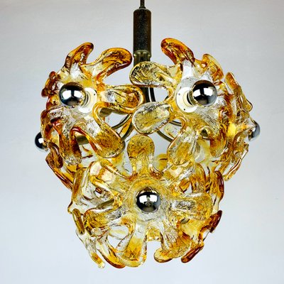 Mid-Century Amber Murano Chandelier from Mazzega, Italy, 1970s-WQC-1422603