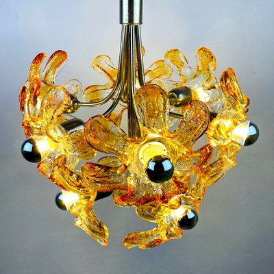 Mid-Century Amber Murano Chandelier from Mazzega, Italy, 1970s-WQC-1422603