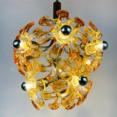 Mid-Century Amber Murano Chandelier from Mazzega, Italy, 1970s-WQC-1422603