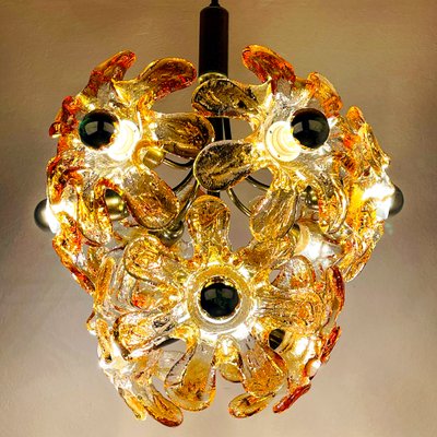 Mid-Century Amber Murano Chandelier from Mazzega, Italy, 1970s-WQC-1422603