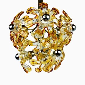 Mid-Century Amber Murano Chandelier from Mazzega, Italy, 1970s-WQC-1422603