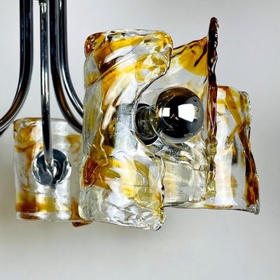 Mid-Century Amber Murano & Chrome Chandelier by Toni Zuccheri for Mazzega, Italy, 1970s-WQC-1000424