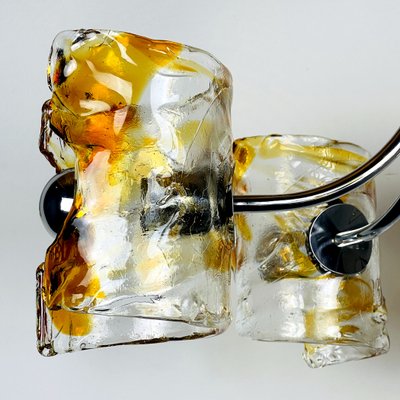 Mid-Century Amber Murano & Chrome Chandelier by Toni Zuccheri for Mazzega, Italy, 1970s-WQC-1000424