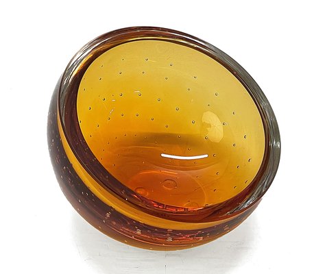 Mid-Century Amber Murano Glass Bullicante Decorative Bowl by Vinicio Vianello, 1960s-JDR-1141277