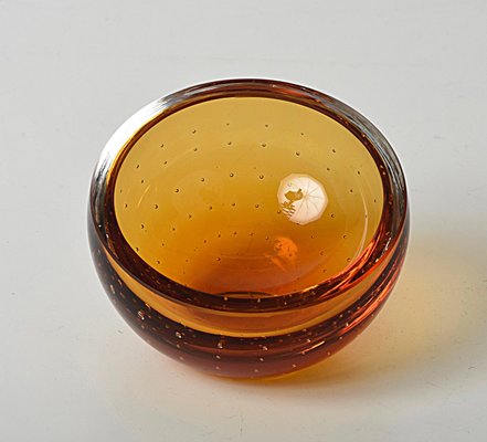 Mid-Century Amber Murano Glass Bullicante Decorative Bowl by Vinicio Vianello, 1960s-JDR-1141277