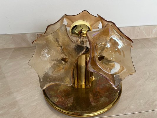 Mid-Century Amber Murano Glass Sputnik Flower Ceiling from Sische, 1960s-TZ-1362437