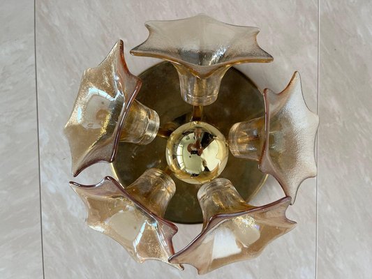 Mid-Century Amber Murano Glass Sputnik Flower Ceiling from Sische, 1960s-TZ-1362437