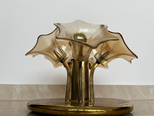 Mid-Century Amber Murano Glass Sputnik Flower Ceiling from Sische, 1960s-TZ-1362437