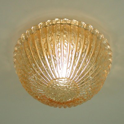 Mid-Century Amber Murano Textured Flush Mount from Limburg, Germany, 1960s-OE-1290408