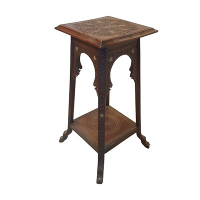 Mid-Century Arabic Style Tall Inlaid Wood Table-TCS-1757049