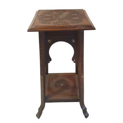 Mid-Century Arabic Style Tall Inlaid Wood Table-TCS-1757049