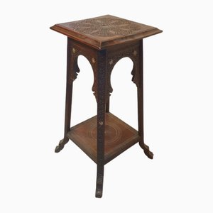 Mid-Century Arabic Style Tall Inlaid Wood Table-TCS-1757049