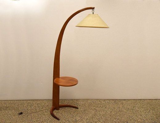 Mid-Century Arc Floor Lamp in Wood, 1950s-HS-1785377