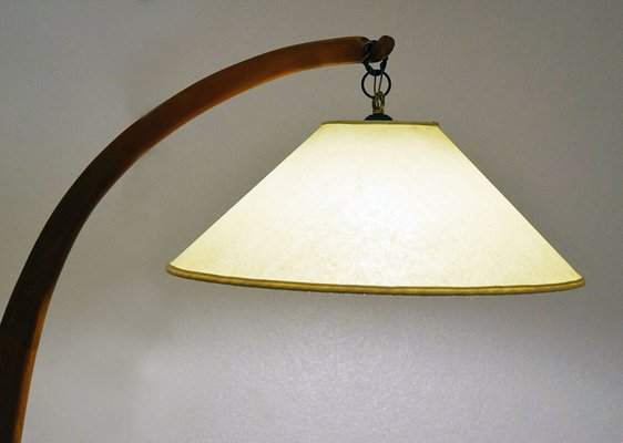 Mid-Century Arc Floor Lamp in Wood, 1950s-HS-1785377