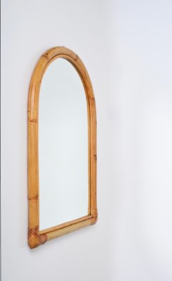 Mid-Century Arch Mirror with Double Bamboo Frame and Rattan Wicker, Italy, 1970s-JDR-1784821