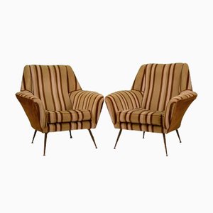 Mid-Century Armchairs in Striped Velvet Attributed to Gigi Radice for Minotti, 1950s, Set of 2-JYA-937635