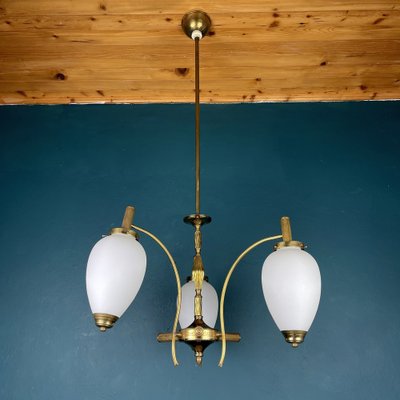 Mid-Century Art Deco Brass Pendant Lamp, Italy, 1950s-WQC-1336028