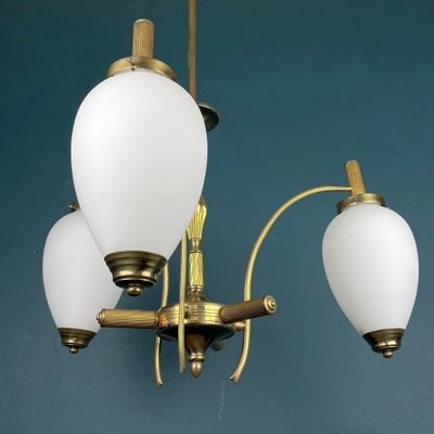 Mid-Century Art Deco Brass Pendant Lamp, Italy, 1950s-WQC-1336028