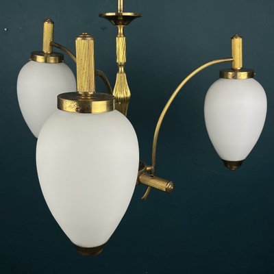 Mid-Century Art Deco Brass Pendant Lamp, Italy, 1950s-WQC-1336028