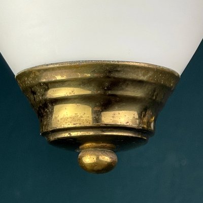 Mid-Century Art Deco Brass Pendant Lamp, Italy, 1950s-WQC-1336028