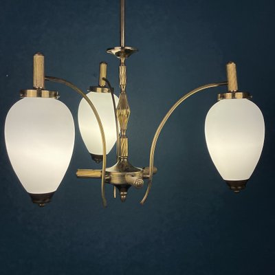 Mid-Century Art Deco Brass Pendant Lamp, Italy, 1950s-WQC-1336028