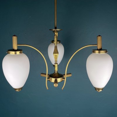 Mid-Century Art Deco Brass Pendant Lamp, Italy, 1950s-WQC-1336028