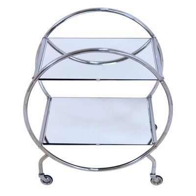 Mid-Century Art Deco English Circular Chromed Bar Cart, 1950s-CXC-1401512