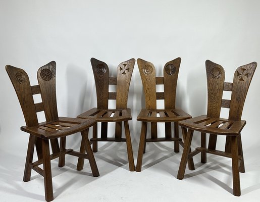 Mid-Century Artisan Dining Chairs, 1960s, Set of 4-MTU-2031562