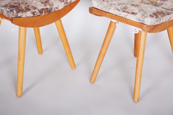 Mid-Century Ash Stools, 1960s, Set of 2-WHY-655788