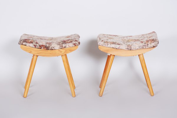 Mid-Century Ash Stools, 1960s, Set of 2-WHY-655788