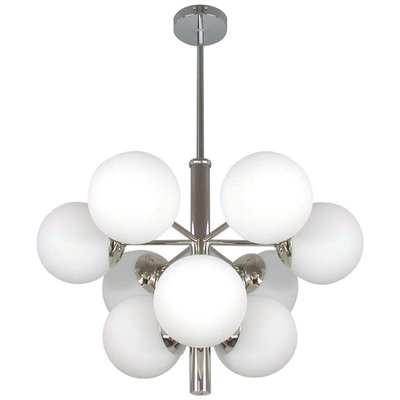 Mid-Century Atomic Sputnik Space Age Chrome Opaline 9-Light Chandelier, 1960s-OE-897918