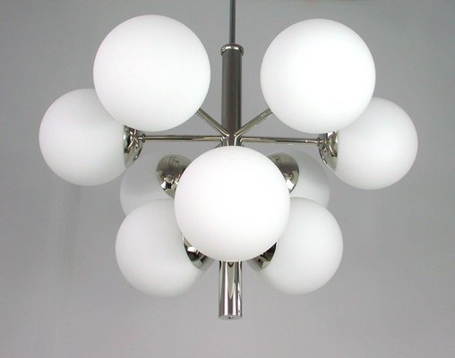 Mid-Century Atomic Sputnik Space Age Chrome Opaline 9-Light Chandelier, 1960s-OE-897918