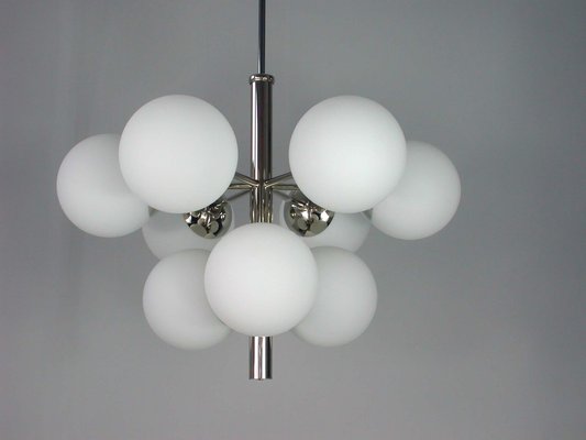 Mid-Century Atomic Sputnik Space Age Chrome Opaline 9-Light Chandelier, 1960s-OE-897918