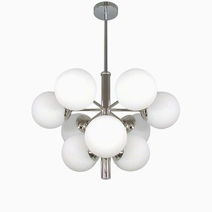 Mid-Century Atomic Sputnik Space Age Chrome Opaline 9-Light Chandelier, 1960s-OE-897918