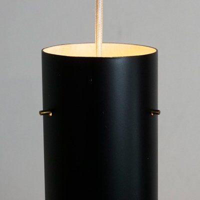 Mid-Century Austrian Black Metal & Brass Zylinder Pendant Lamp by J. T. Kalmar-MH-1144570