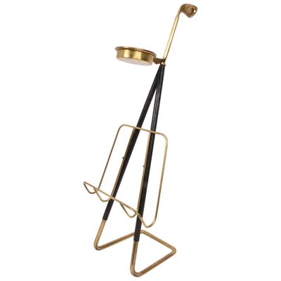 Mid-Century Austrian Brass Magazine Rack with Ashtray, 1950-JDR-1126068