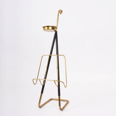 Mid-Century Austrian Brass Magazine Rack with Ashtray, 1950-JDR-1126068