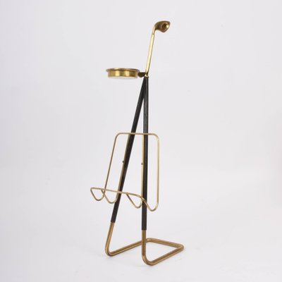 Mid-Century Austrian Brass Magazine Rack with Ashtray, 1950-JDR-1126068