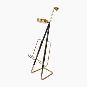 Mid-Century Austrian Brass Magazine Rack with Ashtray, 1950-JDR-1126068