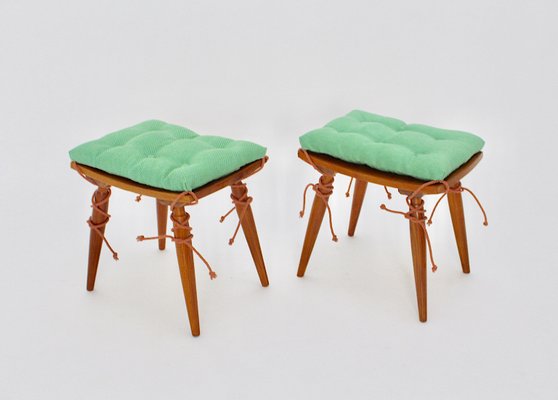 Mid-Century Austrian Cherrywood Stools, 1950s, Set of 2-NB-668060