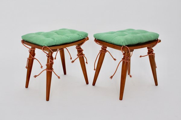 Mid-Century Austrian Cherrywood Stools, 1950s, Set of 2-NB-668060