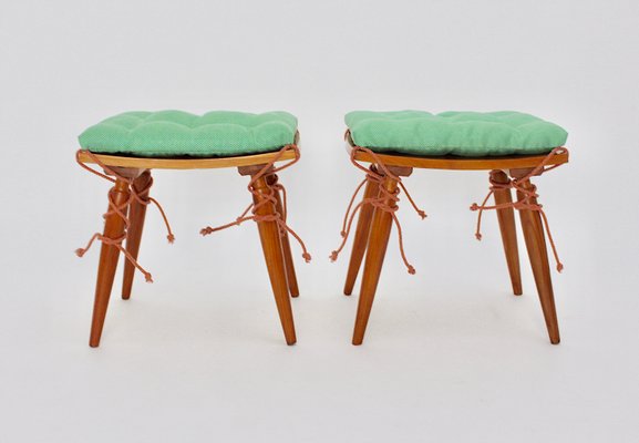 Mid-Century Austrian Cherrywood Stools, 1950s, Set of 2-NB-668060