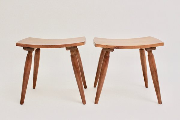 Mid-Century Austrian Cherrywood Stools, 1950s, Set of 2-NB-668060