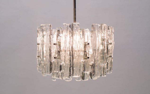 Mid-Century Austrian Ice Glass Chandelier from Kalmar, 1970s-KQB-581138