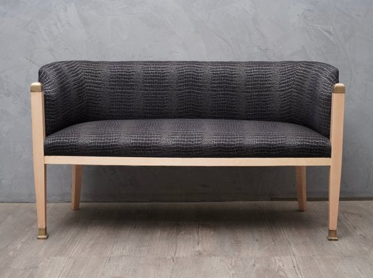 Mid-Century Austrian Maple Brass and Fabric Sofa, 1940s-UH-772185