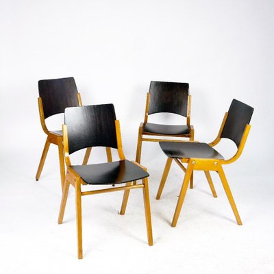 Mid-Century Austrian P7 Stacking Chairs in Dark Brown Beech attributed to Roland Rainer, 1950s-MH-1750830