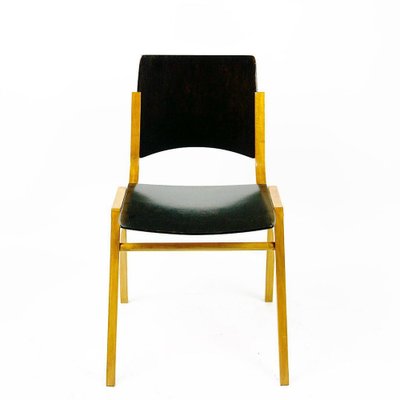 Mid-Century Austrian P7 Stacking Chairs in Dark Brown Beech attributed to Roland Rainer, 1950s-MH-1750830