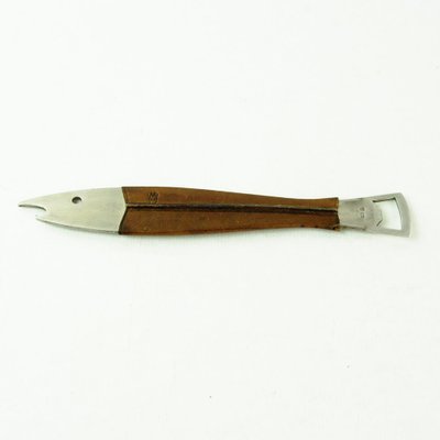 Mid-Century Austrian Steel and Leather Fish Bottle Opener by Carl Auböck-MH-1310433